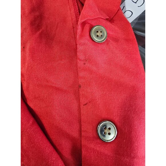 Vintage Chaus Red Short Sleeve Button-Up Blouse With Embroidered Crest Pocket - Picture 6 of 8